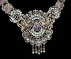 Rivera Matl style Mexican silver jeweled palomas Necklace