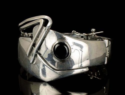 Sigi Pineda Mexican silver black onyx mod hinged Bracelet
