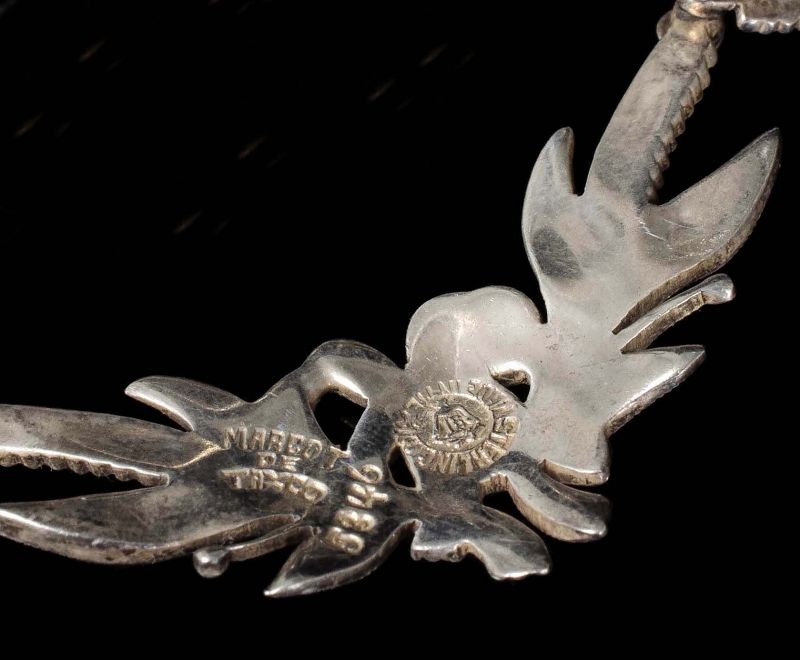 Margot de Taxco Mexican silver foliate bow Necklace des 5346