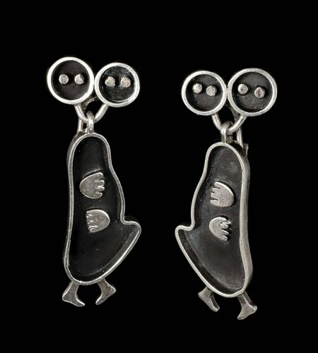 Sigi Pineda Mexican silver surrealist figural dangle Earrings