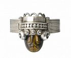 Los Ballesteros Mexican silver and tiger's eye "mask" Bracelet