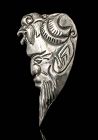 Mexican Deco Matl-esque silver repousse portrait Pin Brooch