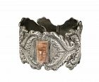 P. Ochoa Mexican silver "masquette" Bracelet ~ Matl style repousse