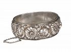 Portuguese Deco silver repousse floral Bracelet ~ Topazio style