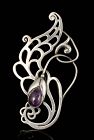 Margot de Taxco Mexican silver amethyst floral Pin Brooch