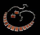 Felipe Martinez Piedra y Plata Mexican silver jasper Necklace Earrings