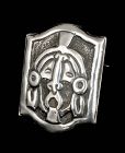 Barrera Mexican Deco silver repousse "mask" Pin Brooch