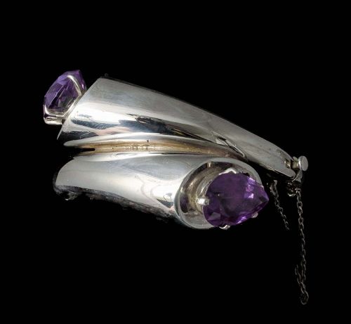 Enrique Ledesma modernist Mexican silver sapphire Bracelet