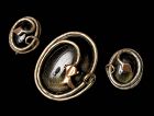 Los Castillo Mexican silver mixed metals obsidian "snake" Pin Earrings