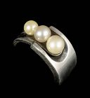 Antonio Pineda Mexican 970 silver and three pearls Ring