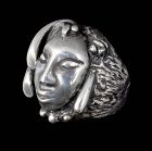 rare Mateo 950 silver Mexican "mask" Ring ~ Pakal of Palenque