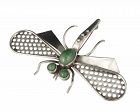 Mexican Deco Machine Age silver agate dragonfly Pin Brooch