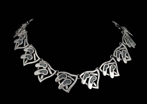 Pedro Castillo Mexican silver modernist Necklace ~ Taxco overlay