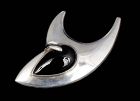 Sigi Pineda Mexican silver obsidian modernist Pin Brooch