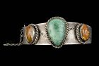 Mexican Deco silver, turquoise and opals Bracelet ~ Southwestern style