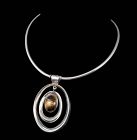 Mexican silver and tiger's eye mod Pendant Necklace with Neck ring