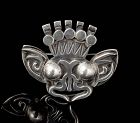 Mexican Deco silver overlay Pin Brooch ~Ozomahtli, divine monkey