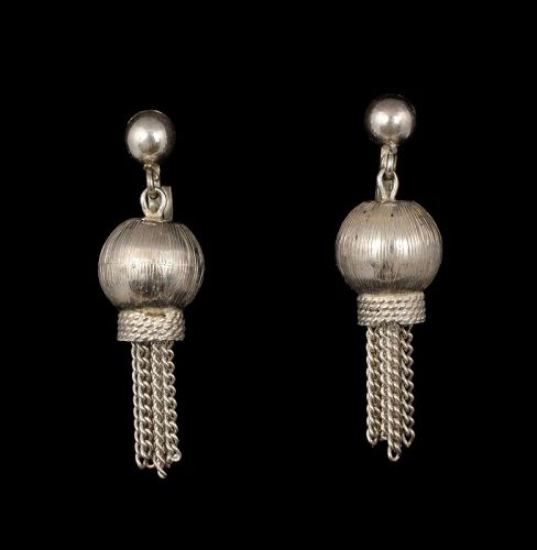 Mexican retro brushed silver tassel Dangle Earrings