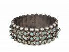 Mexican Deco silver repousse semi-spheres turquoise Bracelet