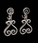 Mexican retro silver scrolls and heart Dangle Earrings
