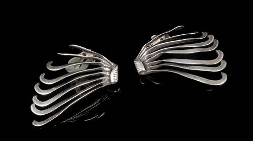 Antonio Pineda Mexican 970 silver Earrings ~ swan wings
