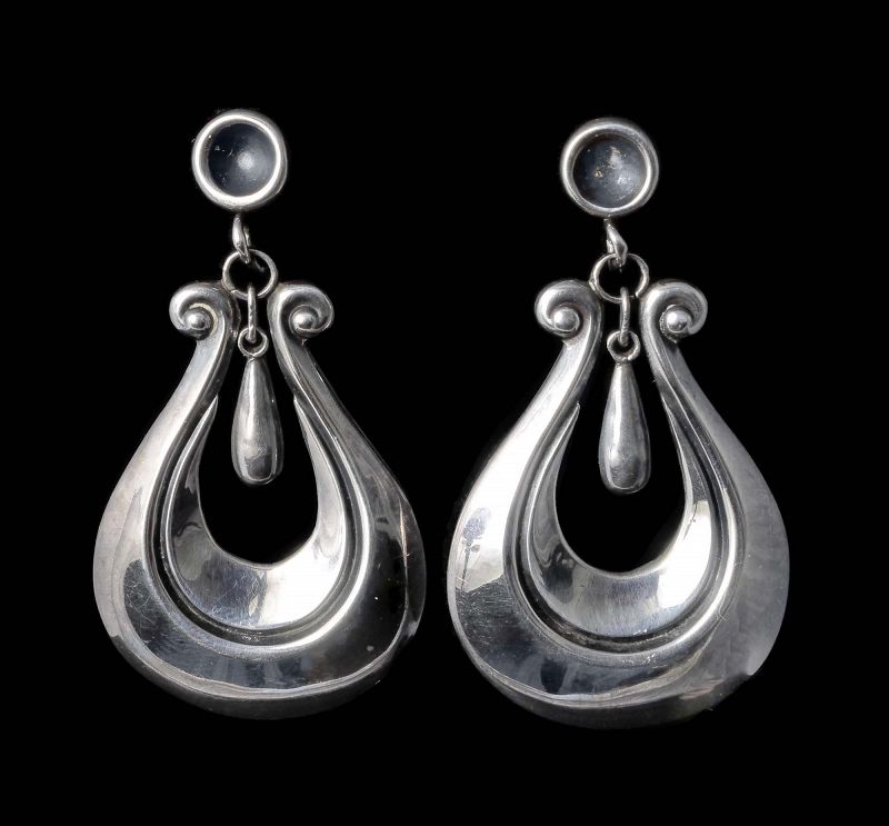 2.25&quot; Los Castillo Mexican silver &quot;doorknocker&quot; dangle Earrings