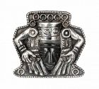 early Taxco 980 silver surrealist "mask" Pin Brooch
