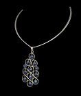 Mexican modernist silver and sodalite Neck ring Pendant Necklace