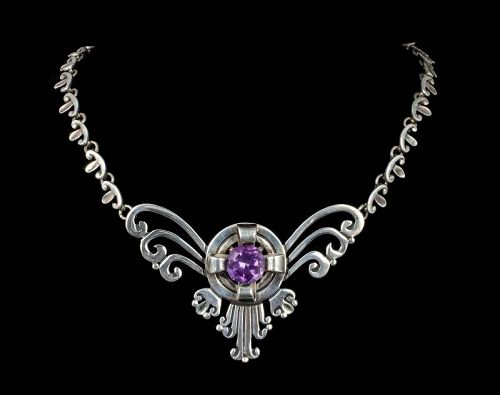 Nestor Mexican Deco silver and amethyst Necklace