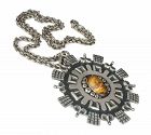 Los Ballesteros Mexican silver and tiger's eye "mask" Pendant Necklace