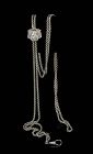 47.5" Art Nouveau silver Guard Muff Chain ~ portrait slide, dog clip