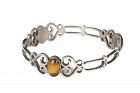 Carsi Mexican silver tiger's eye Bangle Bracelet ~ hearts and scrolls