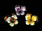 set of 3 David Andersen Norway silver and enamel pansy Pins Brooches