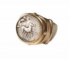 architectural Greek Revival 14k gold and silver coin Ring