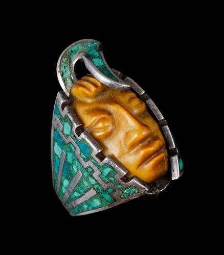 Cecilia Tono Mexican silver tiger's eye "mask" RING