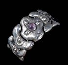 Mexico City silver repousse "serpent scales" Bracelet ~ Matl style