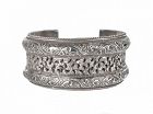 antique Asian silver repousse serpents Cuff Bracelet