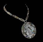 Jose Anton Mexican silver azur malachite "warrior" Pendant Necklace