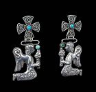 2.75" Matl Mexican silver and turquoise "angels" Dangle Earrings