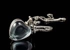 Mexican silver and glass "heart" Locket Necklace ~ 835 Binder Chain