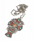 Matl Matilde Poulat 980 silver Doves and Angels Cross Pendant Necklace