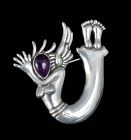 Hubert Harmon Mexican silver amethyst "angel" Pin Brooch