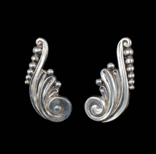 Margot de Taxco Mexican silver Earrings ~ des no 5337
