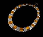 Mexican Taxco modernist silver and tiger's eye Necklace