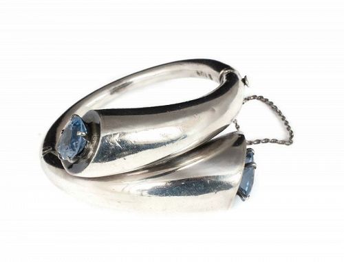 Mexican silver blue spinel modernist Bracelet ~ Miguel Melendez