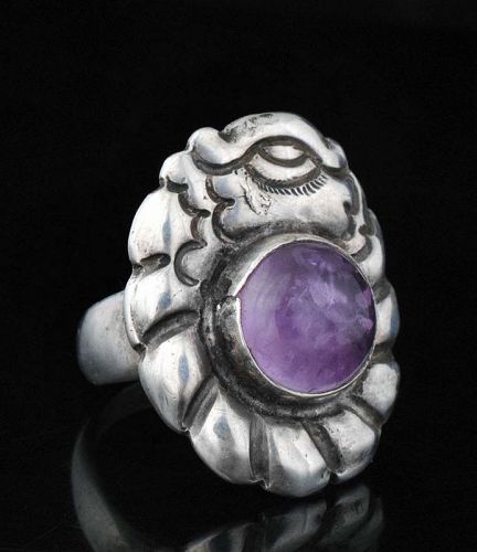 Matilde Poulat Matl Mexican silver amethyst Ring ~ Quetzalcoatl