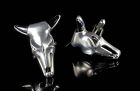 Antonio Pineda 970 silver and obsidian Cufflinks ~ Bull Skulls