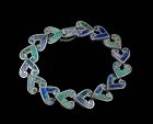 Los Castillo Mexican silver "hearts" Bracelet ~ Taxco mozaico Azteca