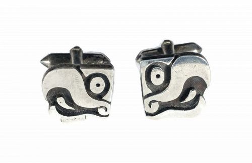 Antonio Pineda Mexican 970 silver Cufflinks ~ Eagle glyph