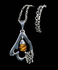 Mateo Mexican silver tiger's eye brutalist Pendant Necklace